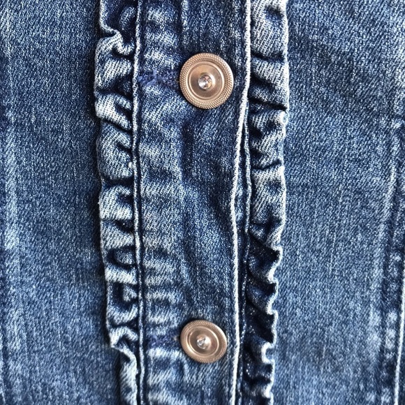 AMI denim blue jean jacket with ruffle detailing, L - Picture 6 of 11